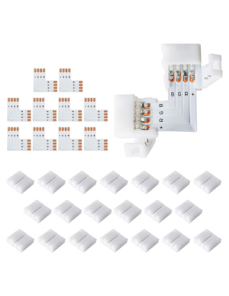 Conectores LED 4 Pines JACKYLED 10mm - 20 Clips y 10 Hojas L Conectores LED 4 Pines JACKYLED 10mm - 20 Clips y 10 Hojas L