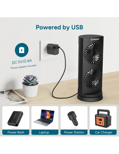 Ventilador de Torre USB Dr. Prepare DCDF11-G1, 3 Velocidades, Oscilante 110