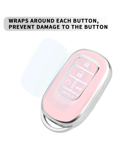 Funda de Llave QBUC para Honda Accord Civic HR-V CR-V 2022-2025 Rosa