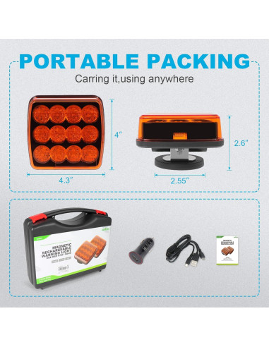 Luces Intermitentes Recargables Agrieyes LED Ámbar 5W