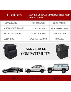 Basurero de coche plegable SPORT, impermeable y desmontable 2