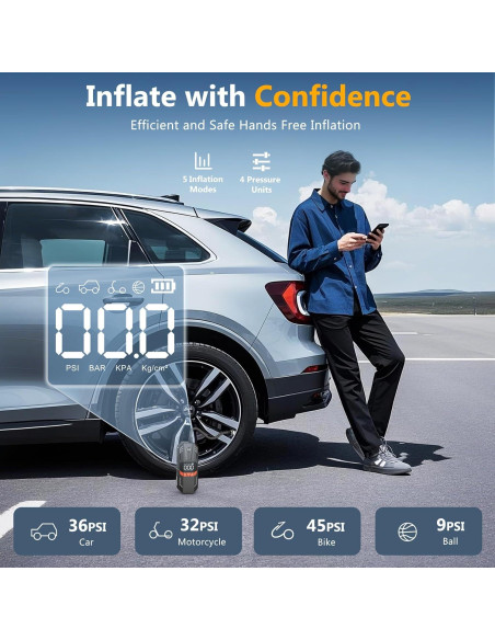 Compresor de Aire Portátil Inalámbrico NOTESNEE 120 PSI 6000mAh Compresor de Aire Portátil Inalámbrico NOTESNEE 120 PSI 6000mAh