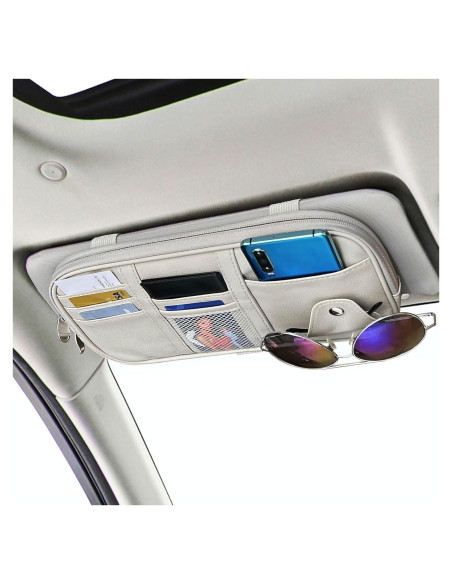 Organizador de Visera de Coche Da by Gris Crema 30x15.5cm Organizador de Visera de Coche Da by Gris Crema 30x15.5cm