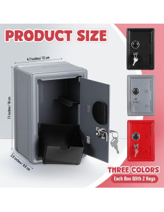 Caja Fuerte Mini Zonon 3 Pcs Metal 18x12x9.9 cm con Cerradura 2