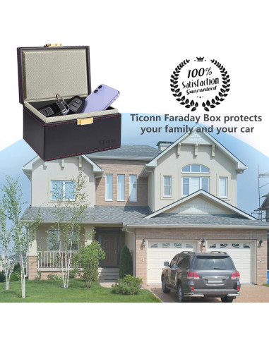 Caja Faraday TICONN para Llave de Auto, Bloqueador RFID Cuero PU