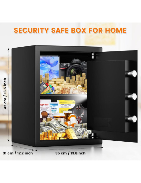 Caja Fuerte RXUJYC 3.2 Pies Cúbicos con Alarma y Luz Interior Caja Fuerte RXUJYC 3.2 Pies Cúbicos con Alarma y Luz Interior