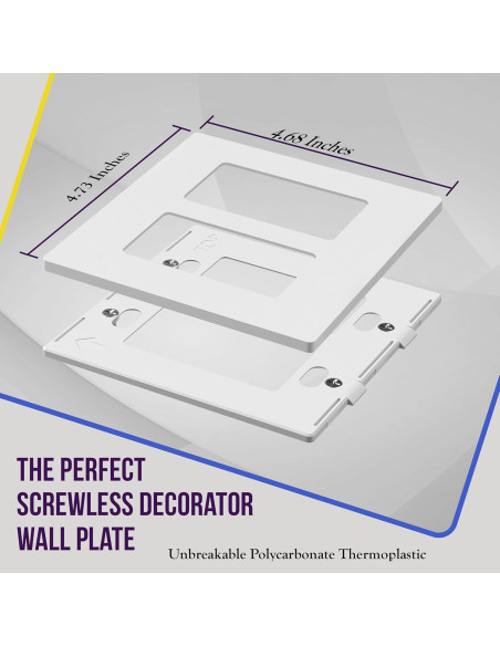 Placas de Pared Sin Tornillos Enerlites SI8832-W, 2-Gang, Blanco Placas de Pared Sin Tornillos Enerlites SI8832-W, 2-Gang, Blanco