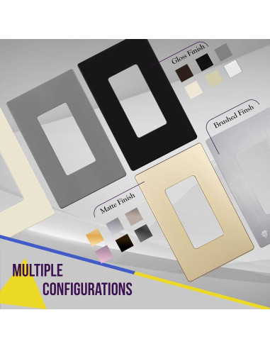 Placas de Pared Sin Tornillos Enerlites SI8832-W, 2-Gang, Blanco
