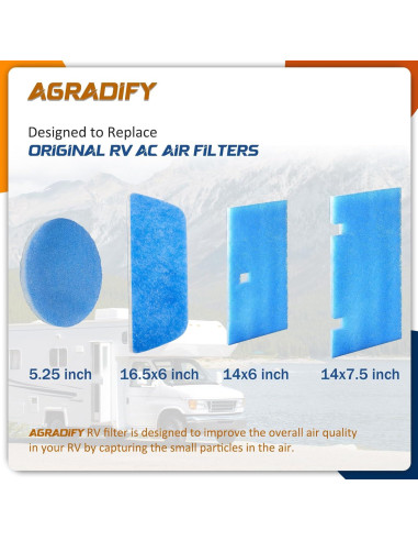 Paquete de 6 Filtros de Aire MERV 8 AGradify 15.24x41.91 cm