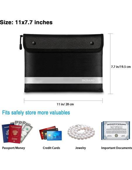 Bolsa de Documentos a Prueba de Fuego INZSASO 27.94x19.56cm Bolsa de Documentos a Prueba de Fuego INZSASO 27.94x19.56cm