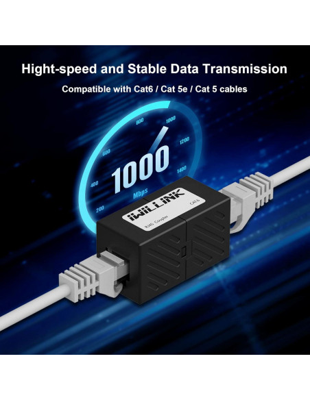 Conector Ethernet RJ45 Iwillink Hembra a Hembra Cat6 Cat5e - Paquete de 10 Conector Ethernet RJ45 Iwillink Hembra a Hembra Cat6 Cat5e - Paquete de 10