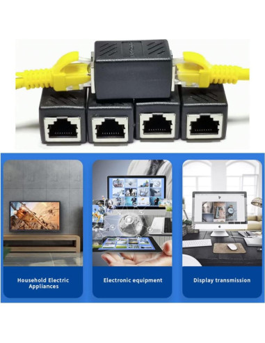 Acopladores RJ45 Cat5e Cat6 Cat7 20 Unidades YOQXHY Negro