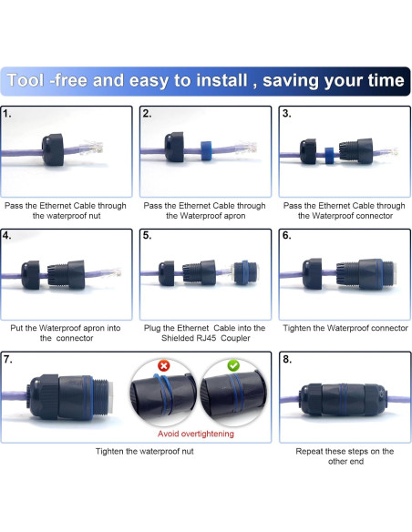 Acoplador RJ45 a Prueba de Agua VCELINK IP68 Cat6 - Paquete de 6 Acoplador RJ45 a Prueba de Agua VCELINK IP68 Cat6 - Paquete de 6