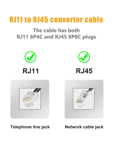 Adaptador RJ45 a RJ11 Uvital - Paquete de 4, Conexión Teléfono