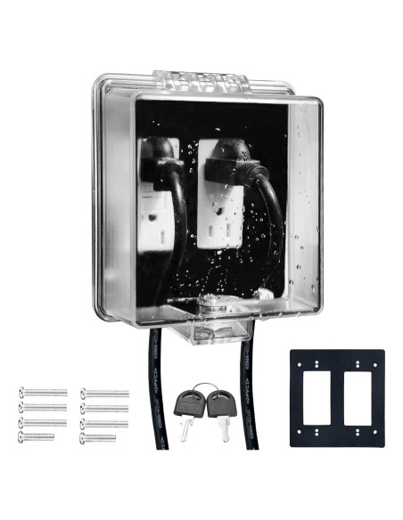 Cubierta de Enchufe Eléctrico Impermeable PILISPARK 2-Gang Cubierta de Enchufe Eléctrico Impermeable PILISPARK 2-Gang