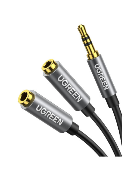Divisor de Auriculares UGREEN 3.5mm Estéreo 20cm Divisor de Auriculares UGREEN 3.5mm Estéreo 20cm