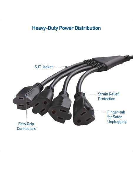 Divisor de Corriente 4 Salidas Cable Matters 1.5m 16 AWG Divisor de Corriente 4 Salidas Cable Matters 1.5m 16 AWG