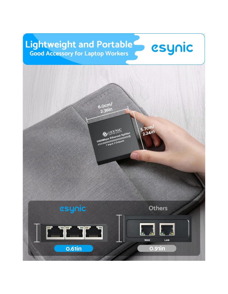 Divisor Ethernet eSynic 1 a 3 RJ45 1000Mbps Metal Divisor Ethernet eSynic 1 a 3 RJ45 1000Mbps Metal