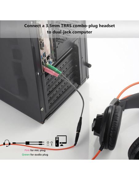 Divisor de Auriculares MillSO 3.5mm TRRS a Doble TRS 20cm Divisor de Auriculares MillSO 3.5mm TRRS a Doble TRS 20cm