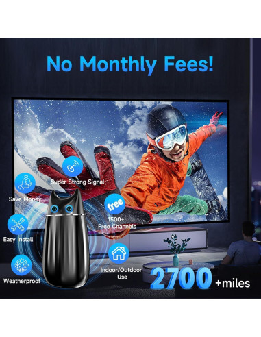 Antena Digital HD Qboy AN-3028 para Smart TV 4K 2700+ km