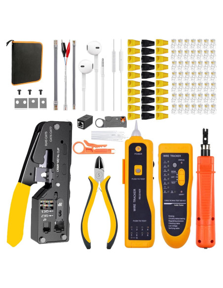 Kit de Crimpado RJ45 LEATBUY-TECH con 50 Conectores y Herramientas Kit de Crimpado RJ45 LEATBUY-TECH con 50 Conectores y Herramientas