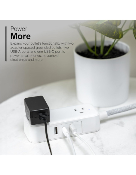 Toma de Corriente Plana GE 6ft con 2 USB-A y 1 USB-C Toma de Corriente Plana GE 6ft con 2 USB-A y 1 USB-C