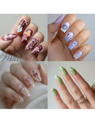 Plantillas de Estampado de Uñas PH PandaHall 3 Piezas 63 Patrones
