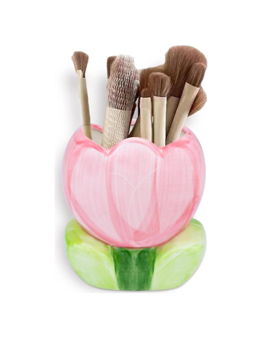 Soporte para brochas de maquillaje AMZWISH rosa cerámica