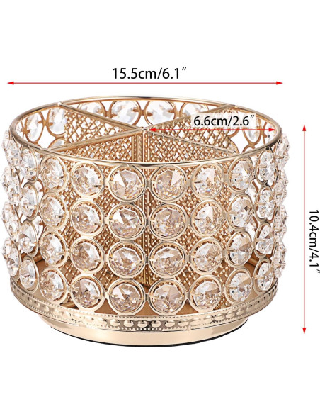 Organizador de Maquillaje Rotativo Hipiwe de Cristal 15.5cm Organizador de Maquillaje Rotativo Hipiwe de Cristal 15.5cm