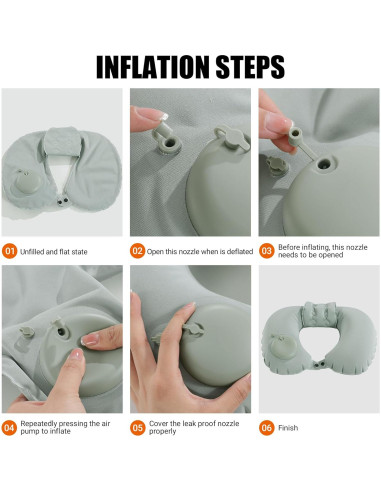 Almohada Inflable para Cuello MABOZOO Gris 40x28cm