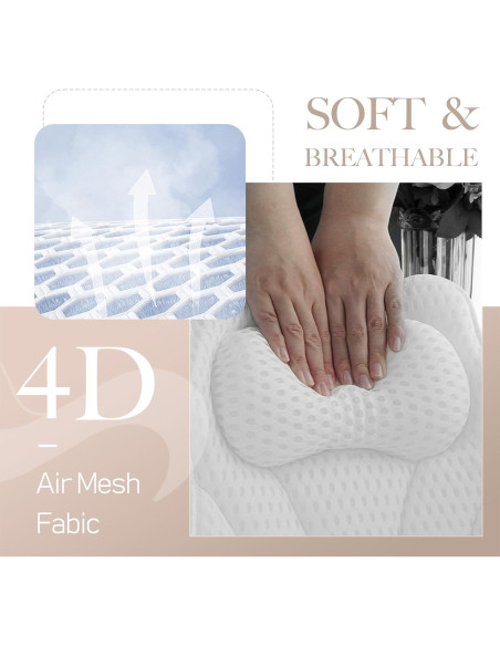 Almohada de Bañera Joeyset Spa Ergonómica Blanca 4D Almohada de Bañera Joeyset Spa Ergonómica Blanca 4D