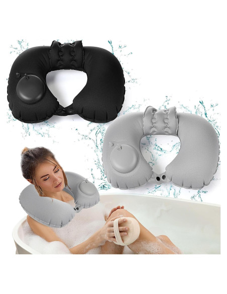 2 Almohadas Inflables de Baño Colingmill - Ajustables, 40.6x27.9cm 2 Almohadas Inflables de Baño Colingmill - Ajustables, 40.6x27.9cm