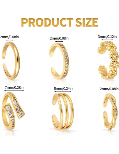 Conjunto 6 Anillos de Dedo del Pie Dorados Ajustables Mikovivi