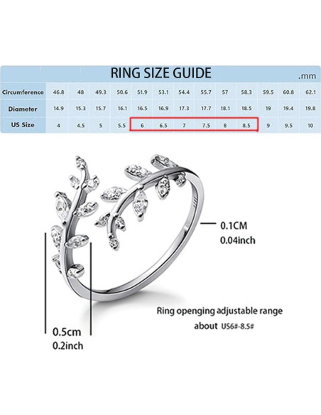 Anillo Ajustable de Plata Esterlina S925 con Circonio para Mujeres Anillo Ajustable de Plata Esterlina S925 con Circonio para Mujeres