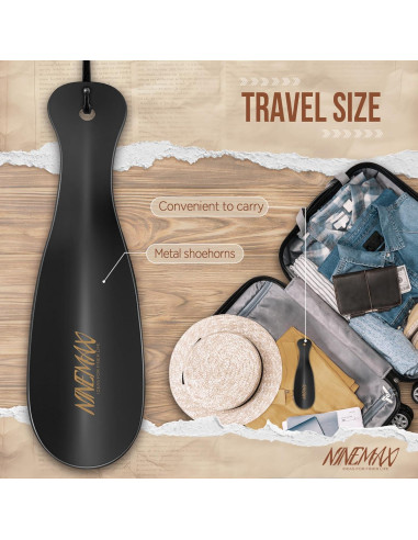 Cuerno de Zapato NINEMAX de Metal Inoxidable 19 cm Portátil