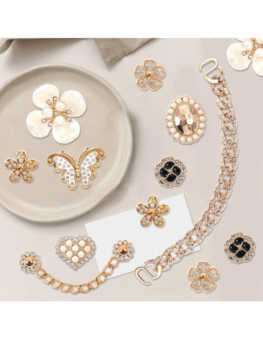 18 Encantos Brillantes para Zapatos WAQYGZO Decoración Floral