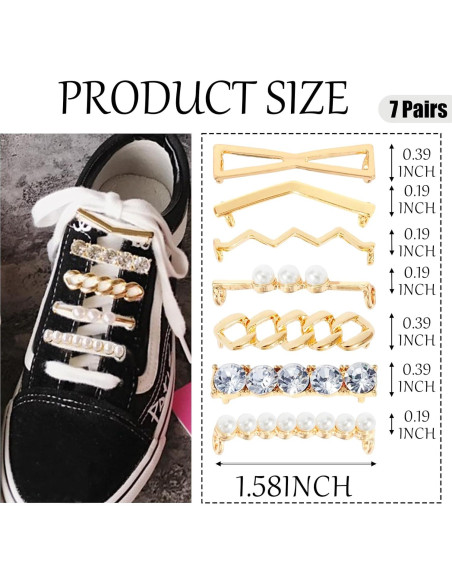 7 Clips Decorativos para Cordones de Zapatos Metal Dorado 7 Clips Decorativos para Cordones de Zapatos Metal Dorado