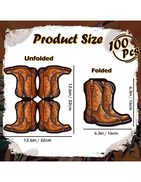 100 Servilletas de Papel Western Bota Cowboy 32x32 cm 100 Servilletas de Papel Western Bota Cowboy 32x32 cm