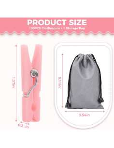 100 Pinzas de Plástico Rosa Peoin para Baby Shower 3.48 cm 2