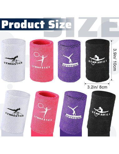 Muñequera de Gimnasia Charniol 4 Pares Coloridos 8x10 cm