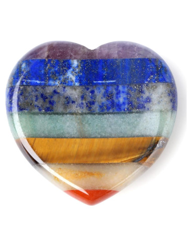 Piedra de Preocupación Corazón 7 Chakras Cristal Alivio Ansiedad
