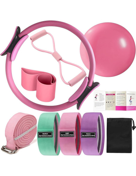Kit de Pilates TUONU 8 Pcs Anillo Mágico y Bandas de Resistencia Kit de Pilates TUONU 8 Pcs Anillo Mágico y Bandas de Resistencia