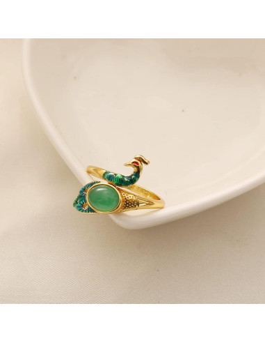 Anillos de Crochet Ajustables LJHYSD - 2 Piezas Pavo Real