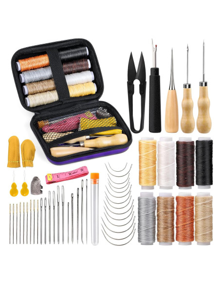 Kit de Costura de Tapicería Tikjiua 54 Piezas para Reparación Kit de Costura de Tapicería Tikjiua 54 Piezas para Reparación