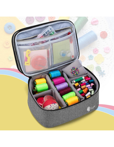 Organizador de Costura Luxja Grande Gris con Compartimentos Organizador de Costura Luxja Grande Gris con Compartimentos