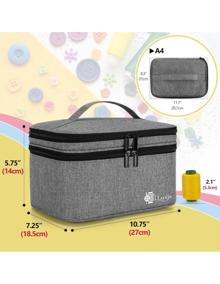 Organizador de Costura Luxja Grande Gris con Compartimentos Organizador de Costura Luxja Grande Gris con Compartimentos