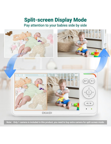 Monitor de Bebé OKAIDI con Cámara 6" IPS, 30H Batería, Sin WiFi Monitor de Bebé OKAIDI con Cámara 6" IPS, 30H Batería, Sin WiFi