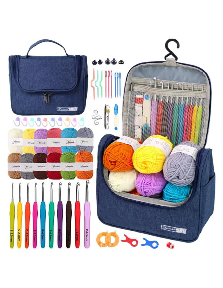 Kit de Crochet Yarniss para Principiantes con 12 Ovillos y 10 Ganchos Kit de Crochet Yarniss para Principiantes con 12 Ovillos y 10 Ganchos