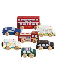 Juego de Coches de Londres Le Toy Van 7 Piezas de Madera