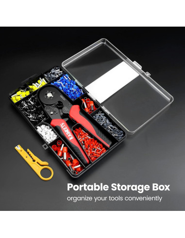 Kit de Crimpado KAIWEETS con 1200 Conectores y Pelacables